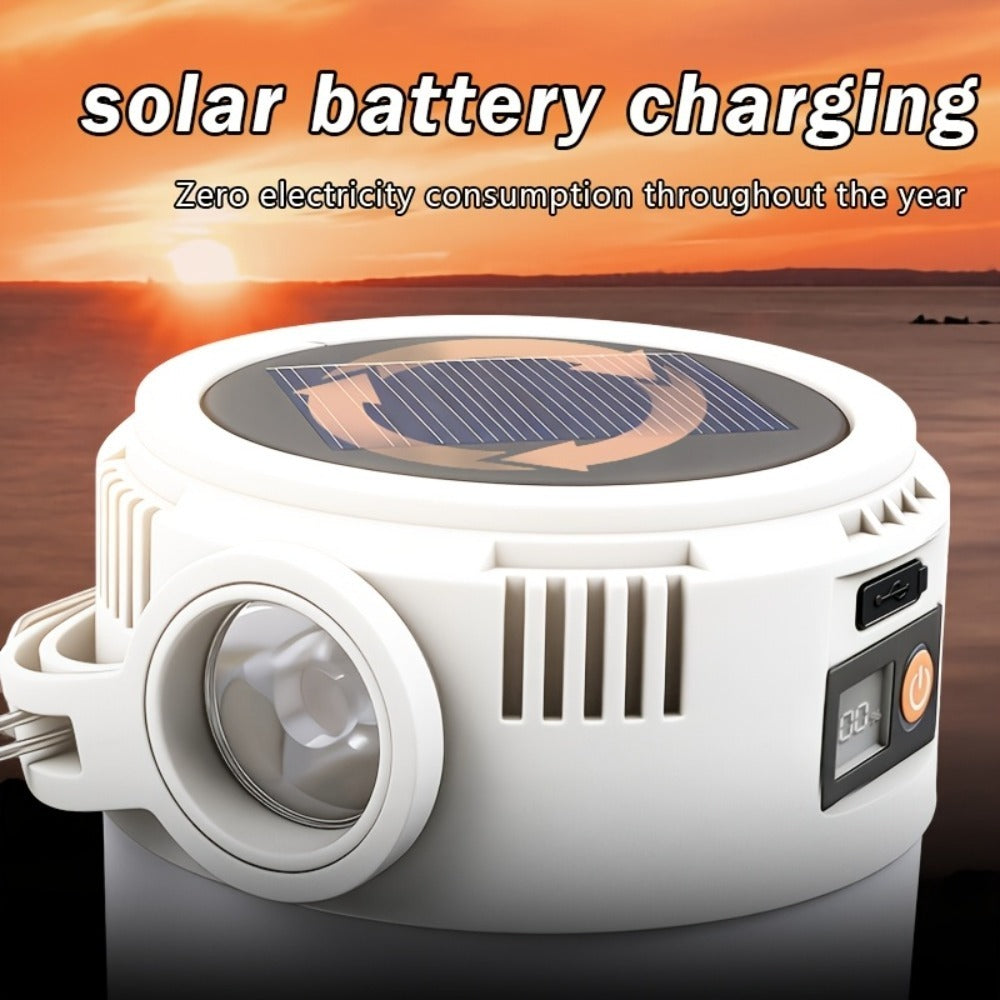6-Mode Solar Camping Lantern with USB Rechargeable LED Light, Power Bank Function and Hanging Hook, Portable Outdoor Lamp in 2 or 4 Pack Options
