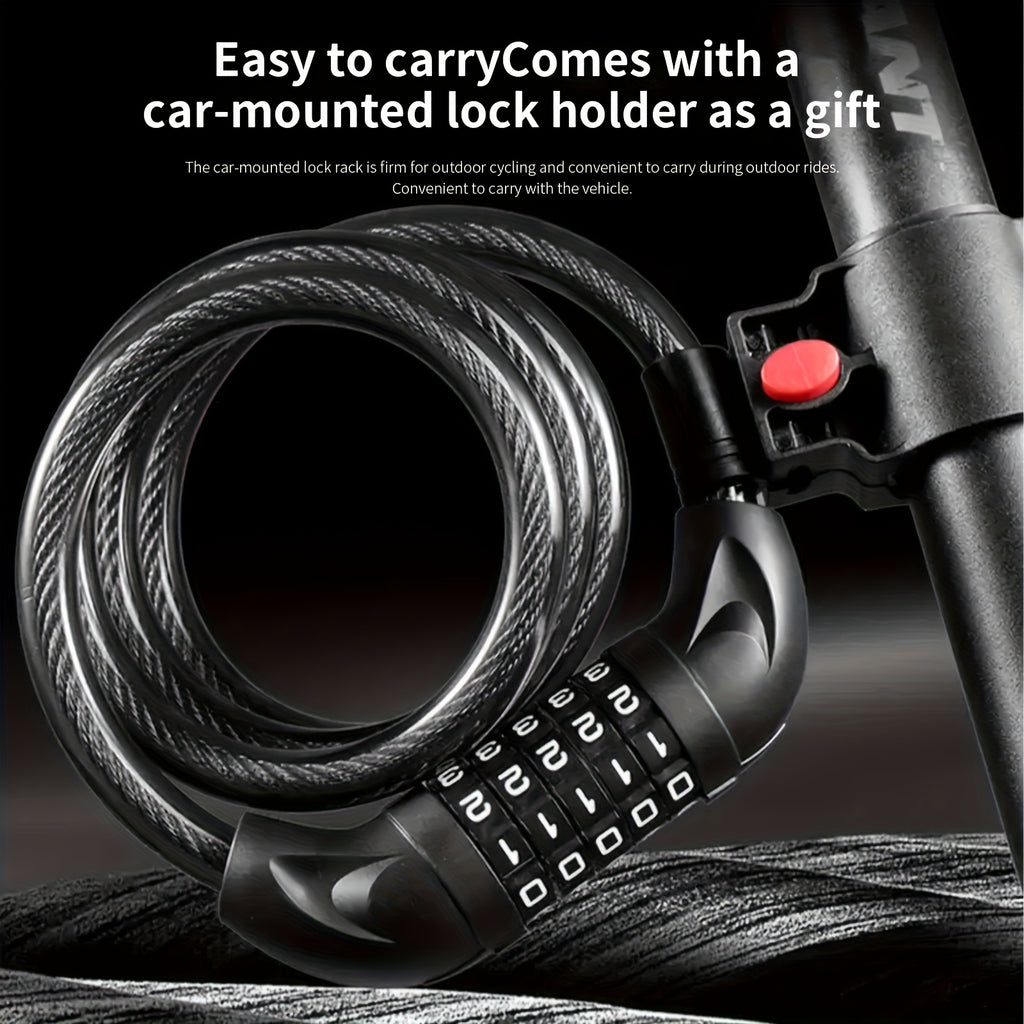 5-Digit Combination Bike Lock by TOSUOD, Coiled Cable in 49.21 or 59.06 Inch Options for Bicycles, Scooters and Motorcycle Parking