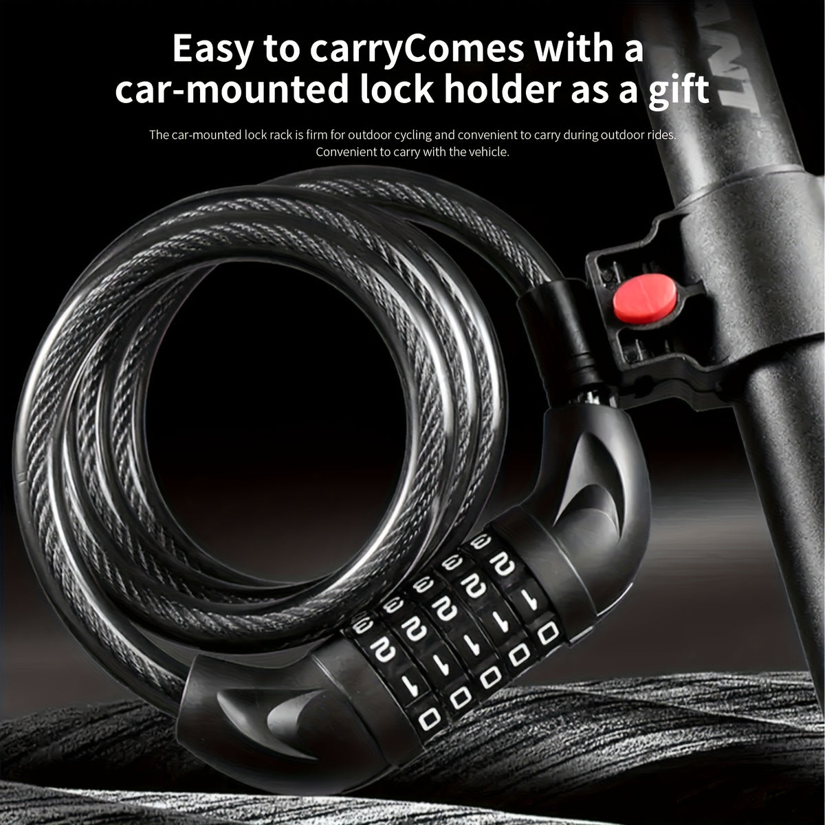 5-Digit Combination Bike Lock by TOSUOD, Coiled Cable in 49.21 or 59.06 Inch Options for Bicycles, Scooters and Motorcycle Parking