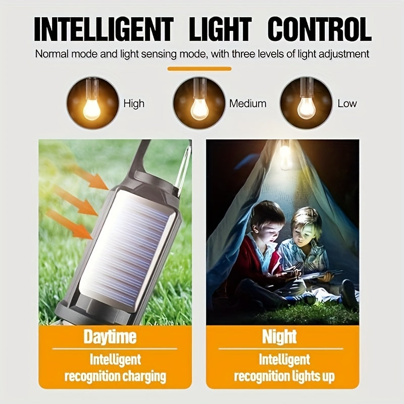 2-Pack Solar and USB Rechargeable LED Camping Lanterns with Hooks