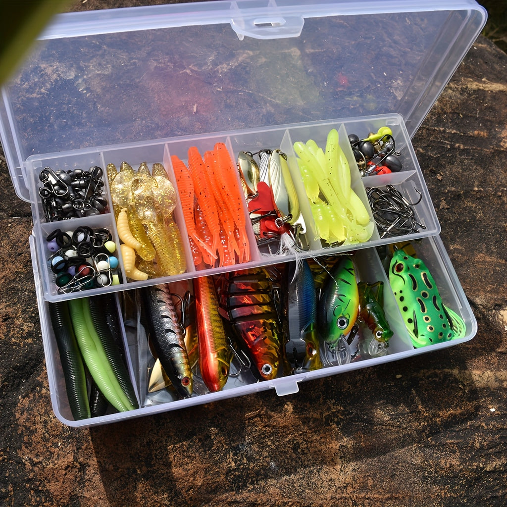 66-Piece Fishing Lure Tackle Kit, Artificial Bait Assortment for Freshwater and Saltwater Angling, Fishing Gear Set for Tackle Rotation and Gifts