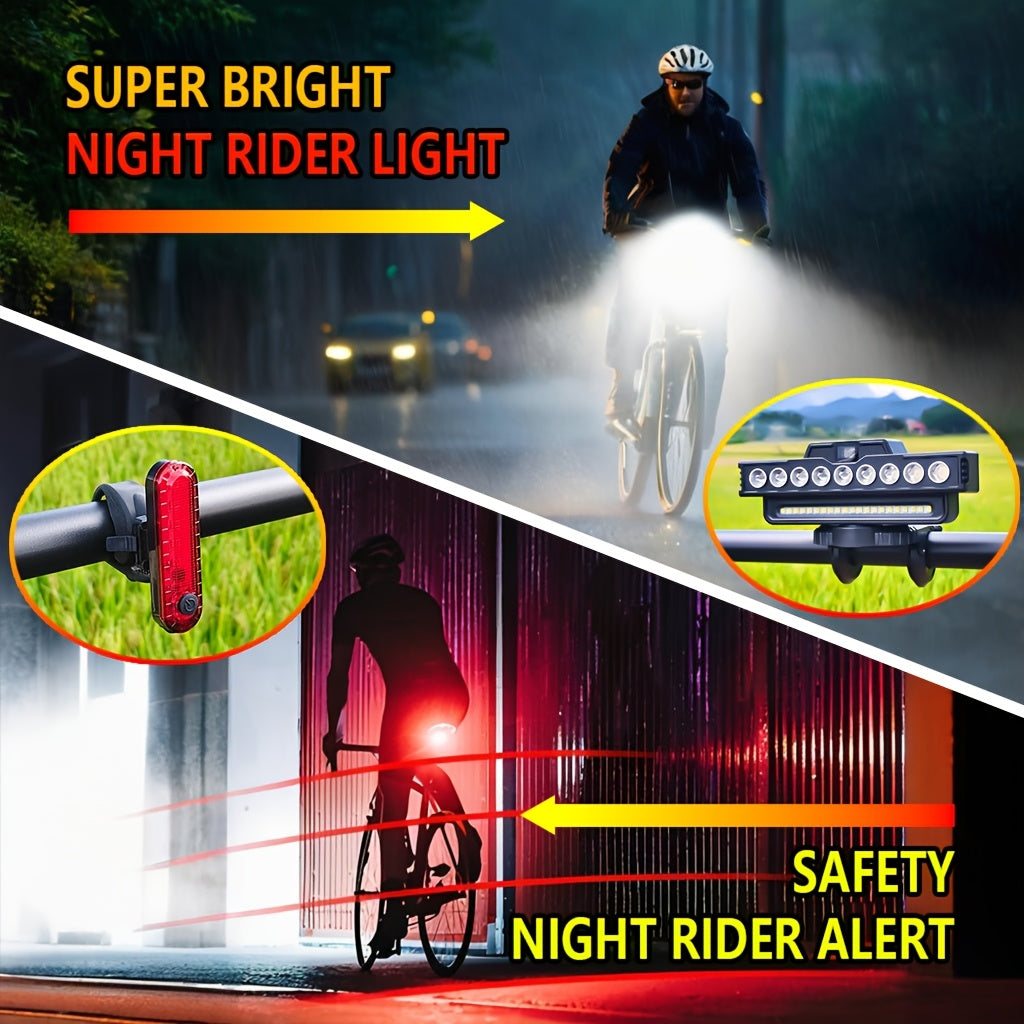 Bike Light and Horn Combo with USB Charging, Digital Display and Listed 4000mAh Power Bank, Headlight or Tail Light Bundle Options for Cycling