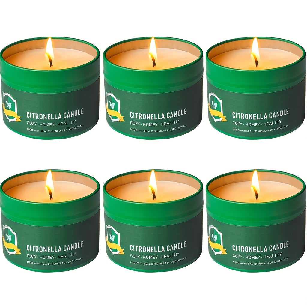 Outdoor Citronella Candles 6-Pack, 4.4 oz Each for Patio Evenings, Backyard BBQs, Garden Parties and Camping Gatherings, Father's Day Gift