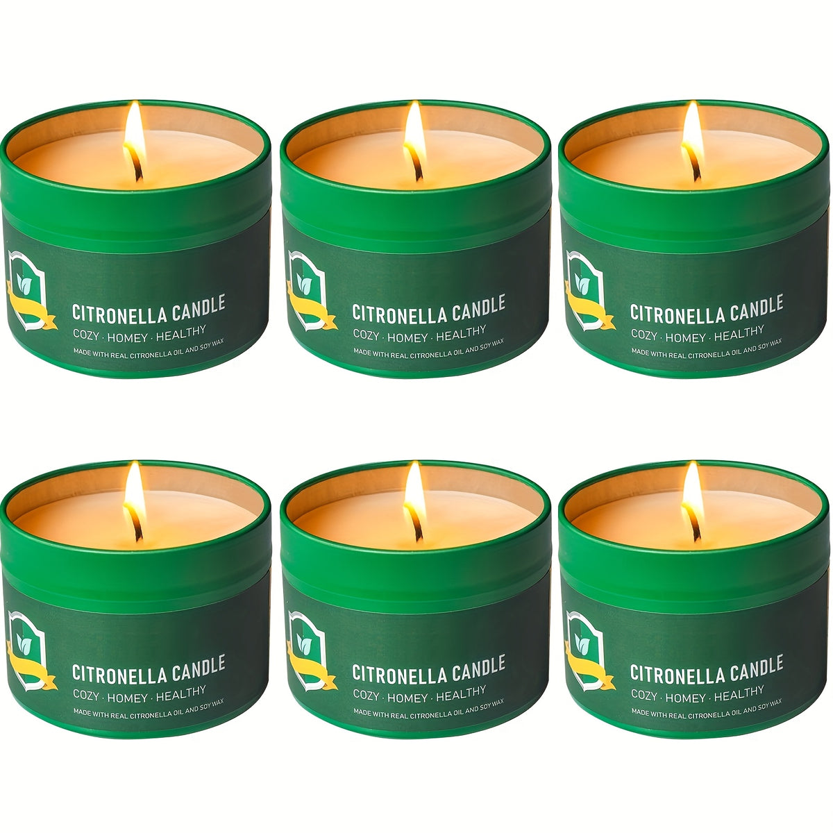 Outdoor Citronella Candles 6-Pack, 4.4 oz Each for Patio Evenings, Backyard BBQs, Garden Parties and Camping Gatherings, Father's Day Gift