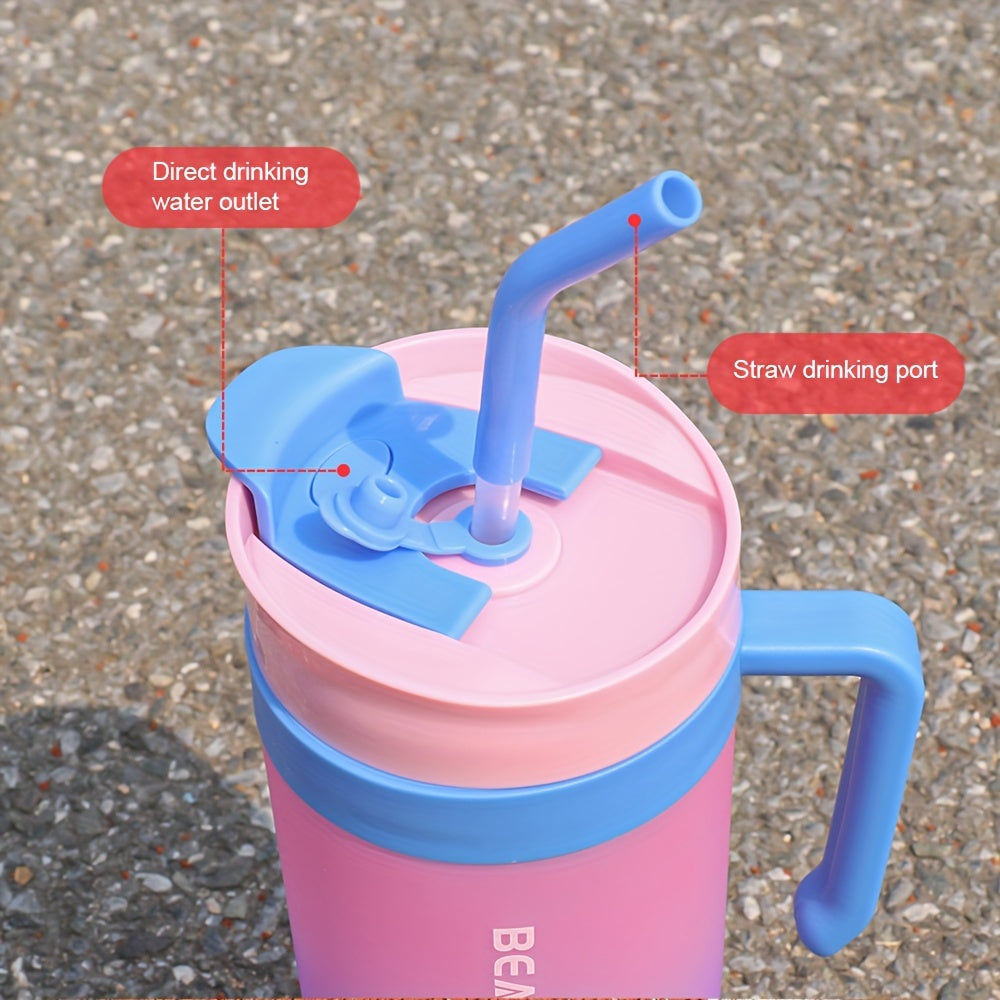 Three-Size Water Bottle Set, 46 oz 27 oz and 9.5 oz Travel Drink Containers with Listed Straw Lid and Handle for Fitness, Outdoor Days and Daily Carry