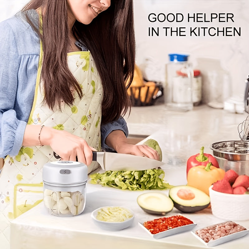 Cordless Mini Food Chopper, Rechargeable Portable Food Processor with Meat Grinder Blade for Garlic, Vegetables and Fruit, Home and Camping Meal Prep
