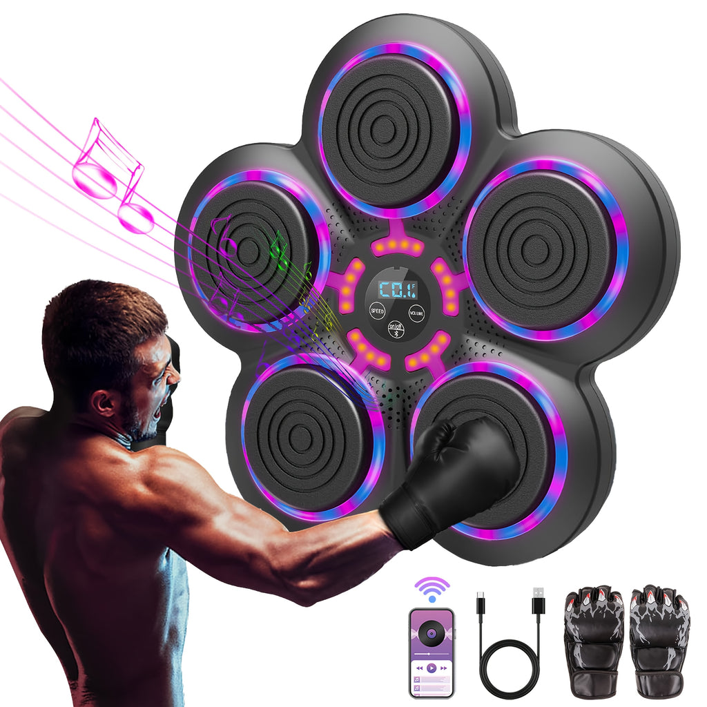 Music Boxing Machine for Adults, USB Rechargeable Wall-Mounted Electronic Punch Target with Black Model Options for Home and Gym Workouts