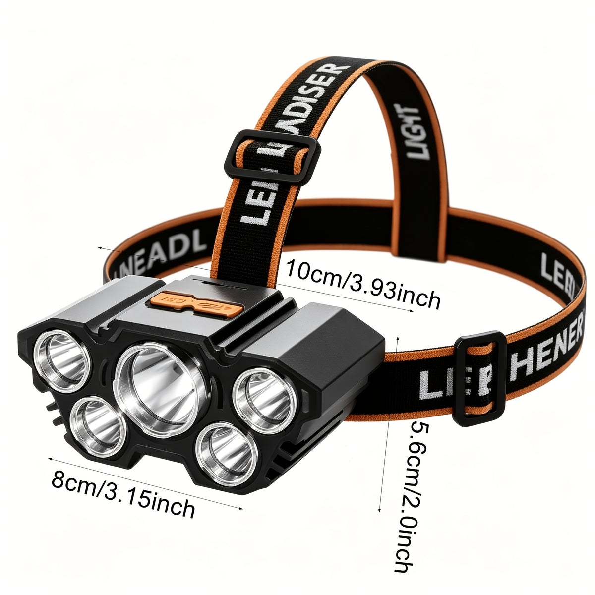 5-LED Rechargeable Headlamps 2-Pack with Four Lighting Modes and Listed IP65 Rating, Hands-Free USB Head Lights for Work and Car Repairs