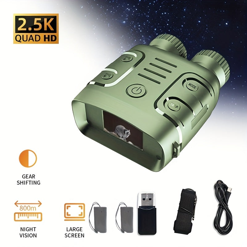 2.5K Night Vision Binoculars with 10x Zoom and 2.4-Inch Display, Photo and Video Capture for Wildlife Observation, Hunting and Ranch Monitoring