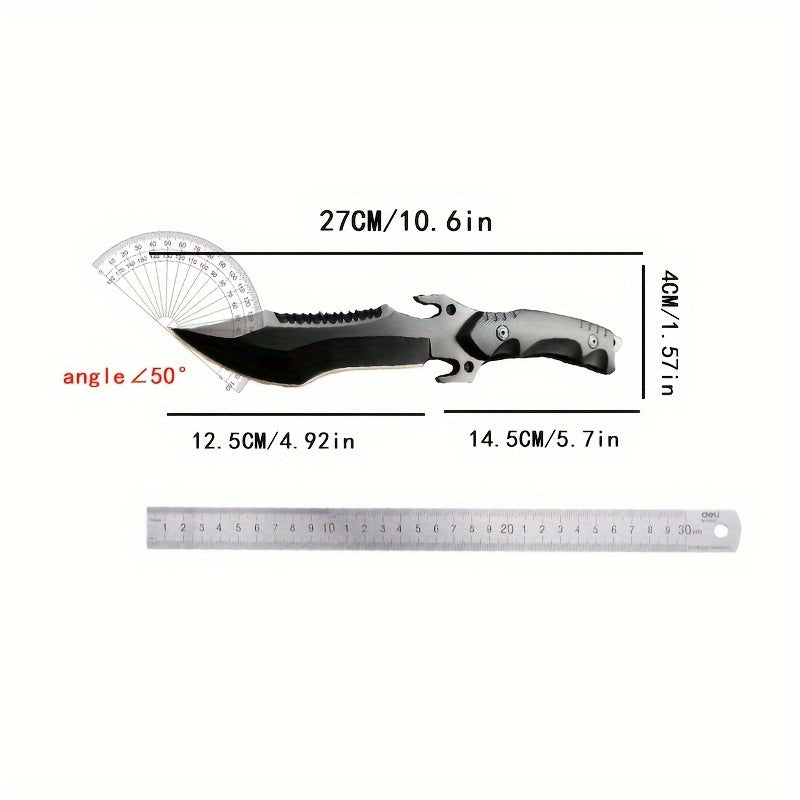Stainless Steel Camping Utility Knife with G10 Handle and Protective Cover, Portable Outdoor Cutting Tool in Four Style Options for Adult Hiking Trips