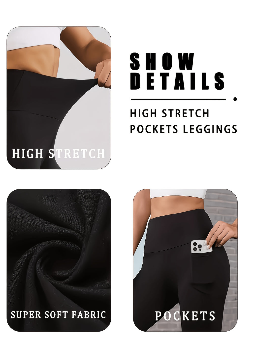 Side-Pocket Workout Leggings for Women, 5-Pack Mixed-Color High-Waisted Stretch Yoga Pants with Soft Feel for Gym, Pilates and Everyday Active Outfits