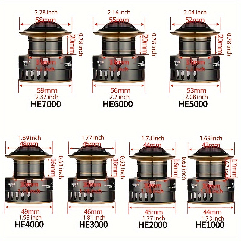 Reversible Handle Spinning Reel HE5000 or HE7000, 5.2:1 Gear Ratio with 22.05 lb Listed Drag and Metal Spool for Freshwater and Saltwater Fishing