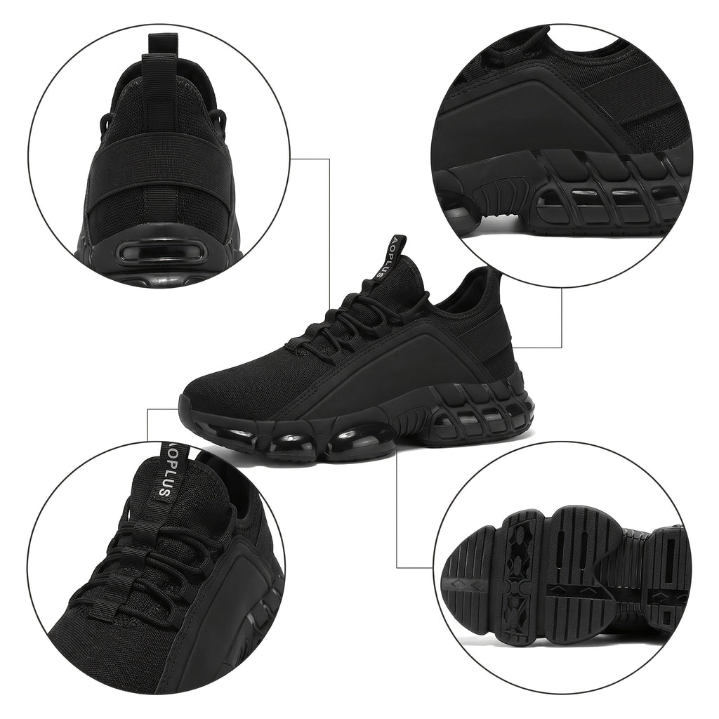 Men's Air Cushion Running Shoes, Lightweight Breathable Fabric Low-Top Sneakers for Gym Training, Everyday Walking and Casual Wear