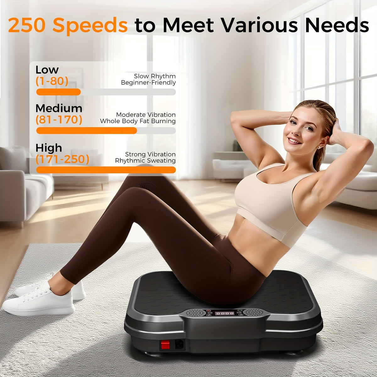 Vibration Plate with Resistance Ropes and Remote Control, 330 lb Capacity Black Exercise Platform with Wireless Connection for Home Gym Workouts