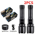 Aluminum Alloy Outdoor Flashlight, Black, 1- or 2-Piece Option
