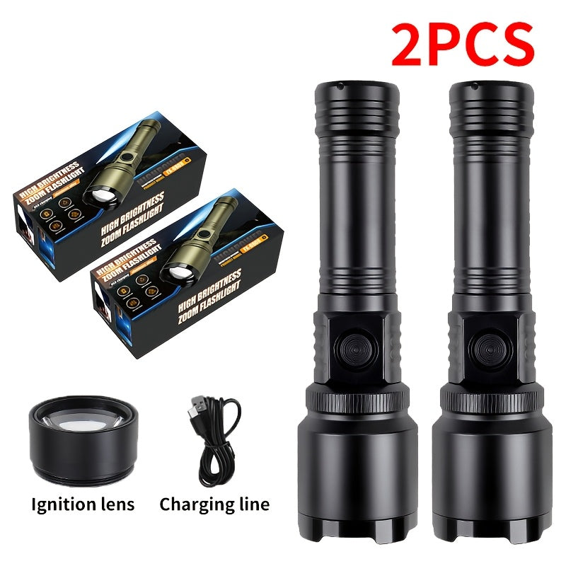 Aluminum Alloy Outdoor Flashlight, Black, 1- or 2-Piece Option