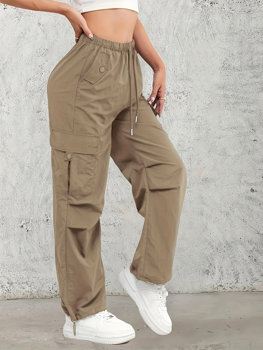 High-Waisted Work Pants for Women 3-Pack with Elastic Drawstring Waist and Multiple Pockets, Lightweight Breathable Casual Trousers in Color Sets, S–XXL