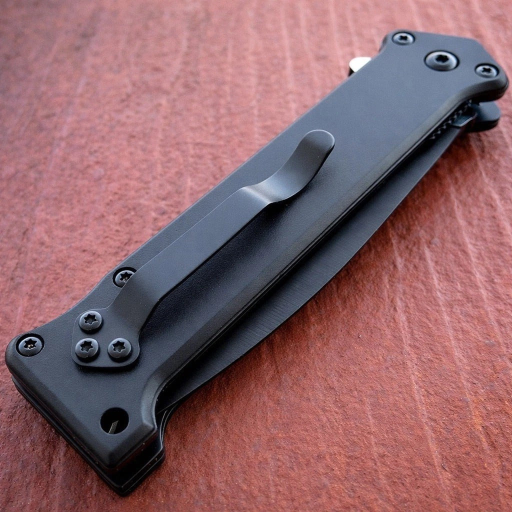 440 Stainless Steel Pocket Knife with Aluminum Handle and Liner Lock, 8-Inch Overall Length and 3.25-Inch Blade, Belt Clip Tool for Adult Camping Utility