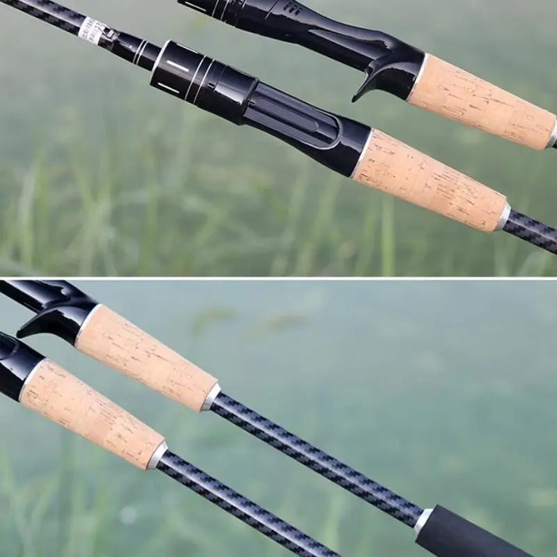 Two-Piece Carbon Fishing Rod, 180 cm Lightweight Lure Rod with Wooden Straight Handle and Listed M Tuning for Recreational Angling