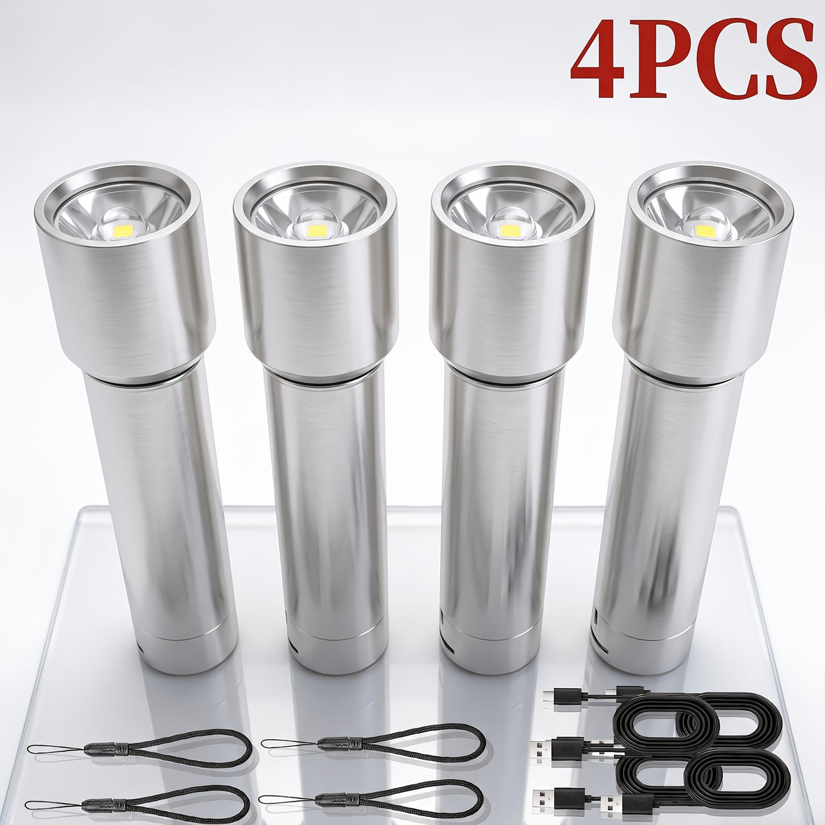 4-Pack LED Flashlights, Mini Aluminum or Digital Style