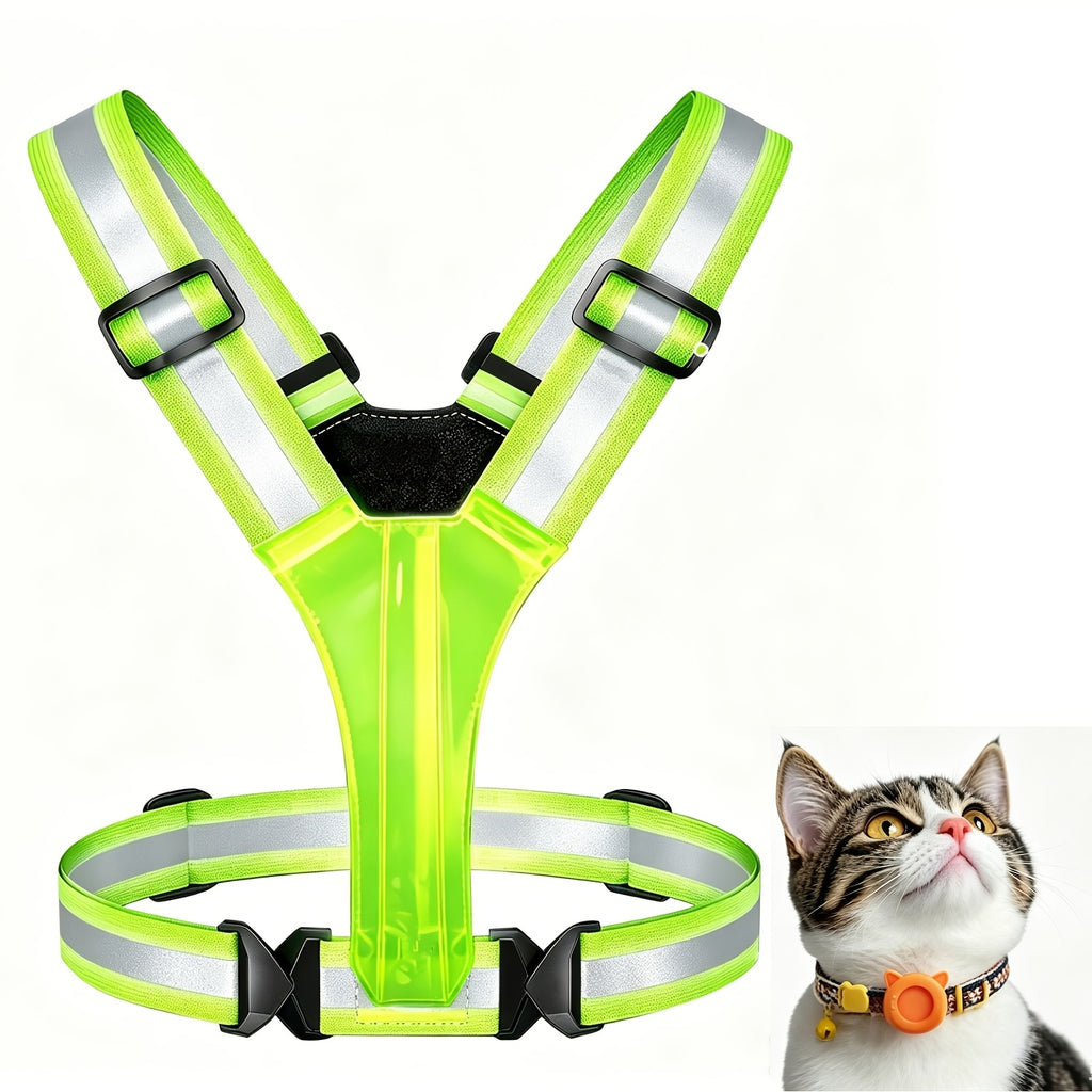 3-Mode LED Reflective Running Vest in Green, Adjustable Light Up Visibility Gear for Men and Women Walking, Jogging and Cycling
