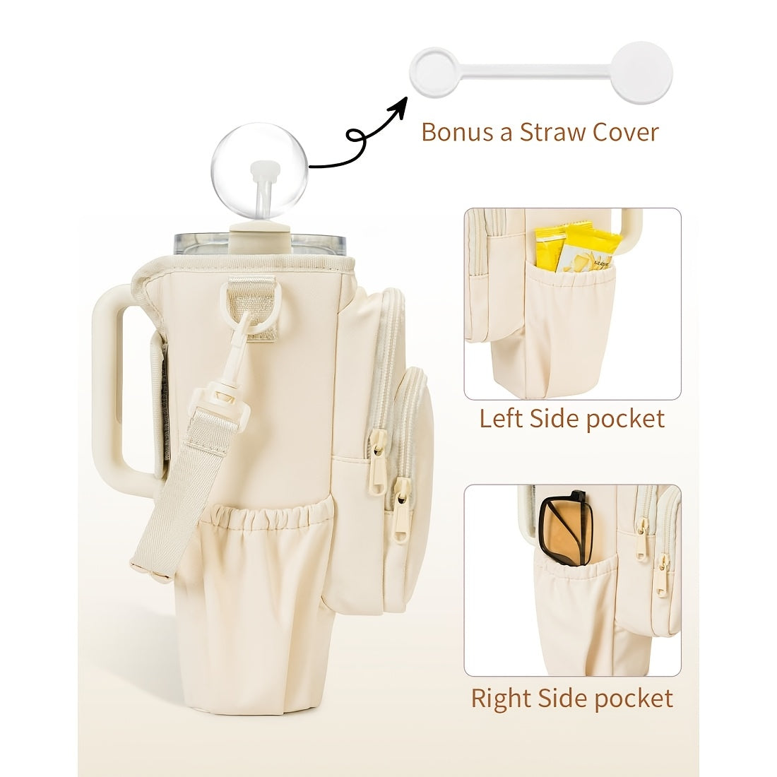 40 oz Water Bottle Carrier Sling Bag with Phone Pocket