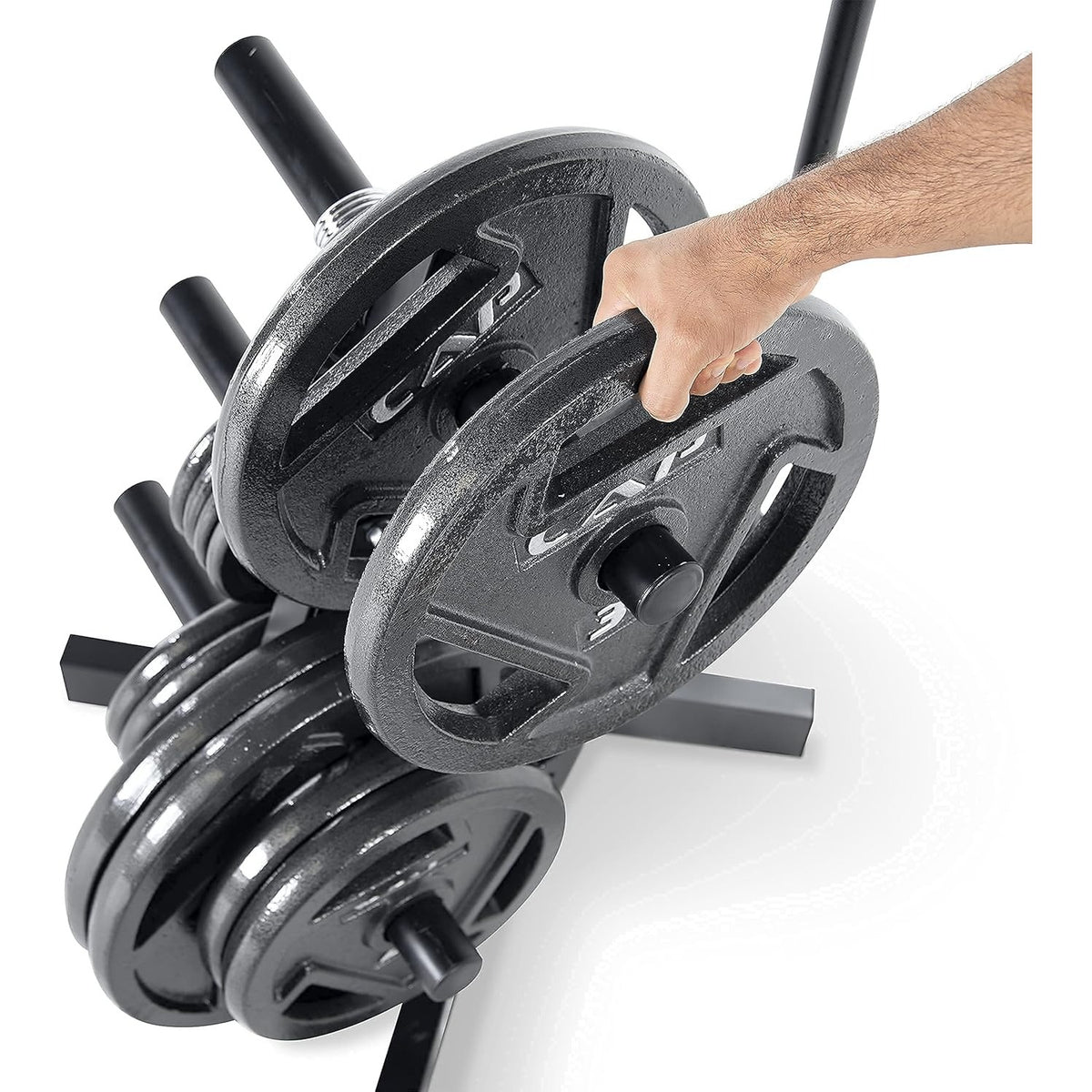 10 lb Cast Iron Weight Plates 4-Pack by CAPHAUS, 2-Inch Grip Plates for Compatible Bars, Home Gym Strength Training and Resistance Workouts