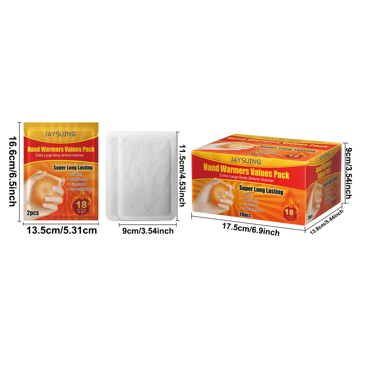 Odorless Hand Warmers 20-Pack with Listed 10-Hour Warmth, Portable Breathable Warmers for Winter Travel and Cold-Weather Outdoor Activities