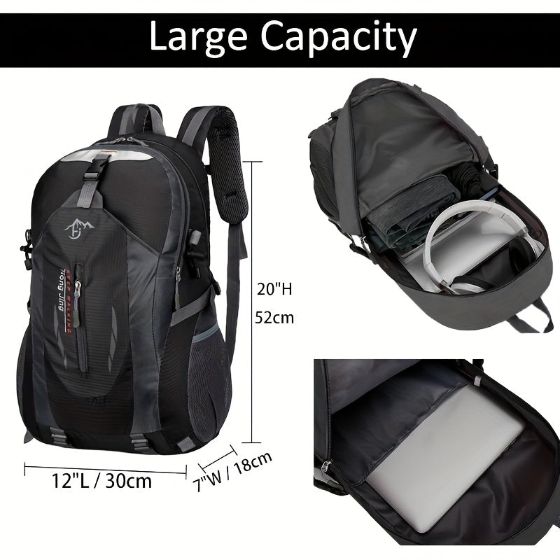 38L Hiking Backpack with Padded Shoulder Straps and Multiple Compartments, Lightweight Outdoor Pack for Camping, Trail Trips and Travel