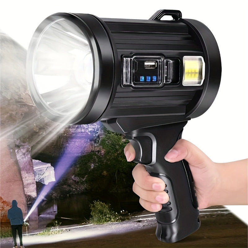 6-Mode Rechargeable LED Flashlight with 3 Color Filters, USB and Solar Power Options, Listed IPX4 Splash Resistance for Outdoor Lighting