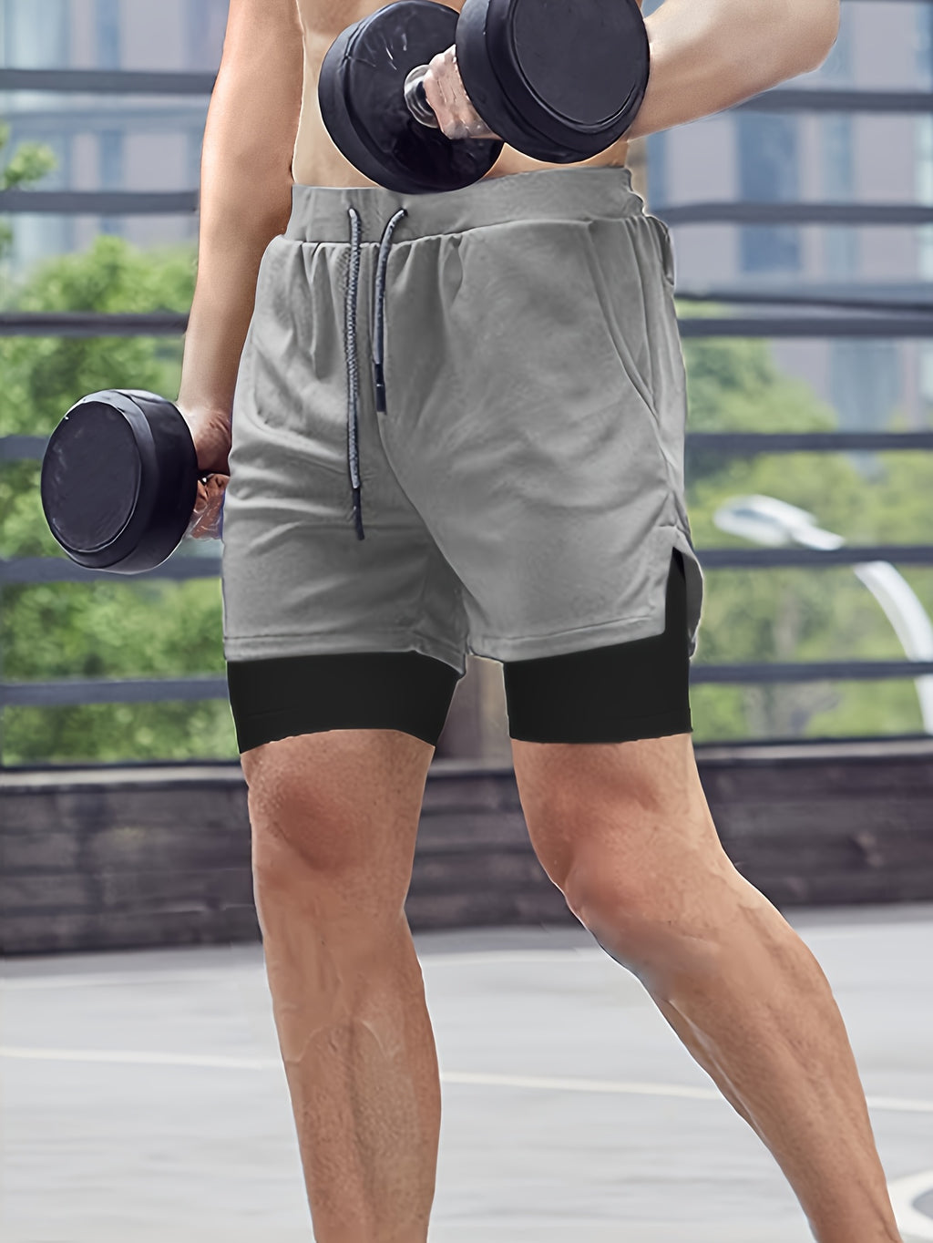 Men's 2-in-1 Running Shorts, 2-Piece Color Sets