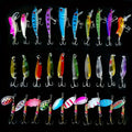 Spinner and Spoon Fishing Lure Kit 30 Pieces, ABS and Iron Hard Baits with Crankbaits for Bass, Trout, Crappie and Walleye Tackle Selection