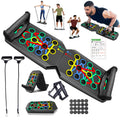 28-Hole Push-Up Board Set with 2 Resistance Bands, Multifunctional Home Gym Exercise Equipment for Chest Workouts and Bodyweight Strength Training