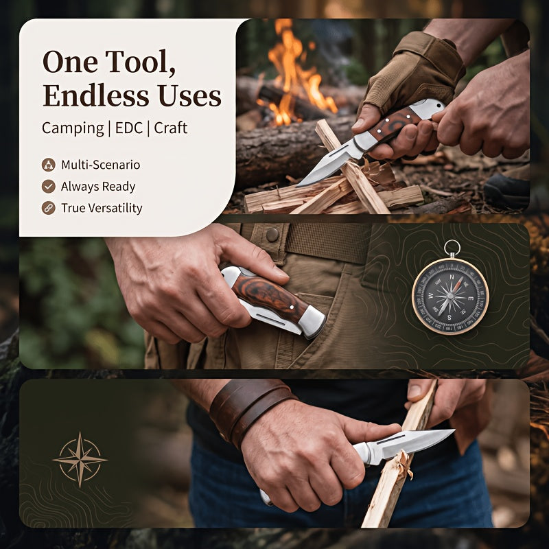 Folding Precision Knife with Spearhead Blade and Ergonomic Handle, Lightweight Portable Cutting Tool for Adult Camping, Crafts and Home Projects