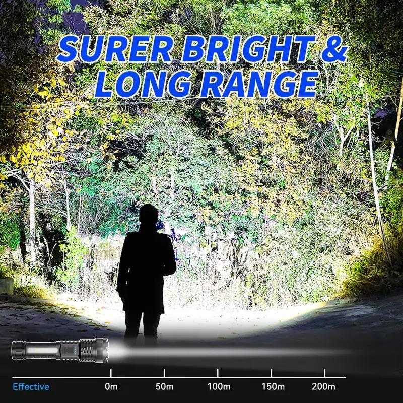 3-Pack Rechargeable LED Flashlights with Six Modes, Zoomable Beam, Clip and USB Charging Cable for Portable Outdoor and Home Lighting