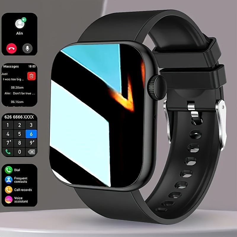 2.01-Inch Calling Fitness Smartwatch for Men and Women, Touchscreen Step and Calorie Tracker with Message Reminders for Android and iPhone