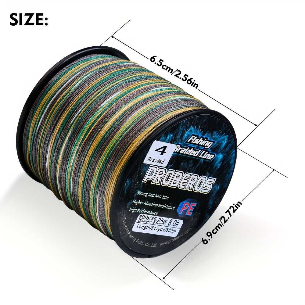 4-Strand Braided Fishing Line, 547-Yard Polyamide Spool with Abrasion Resistance, Zero Stretch and 6–80 lb Test Options for Anglers