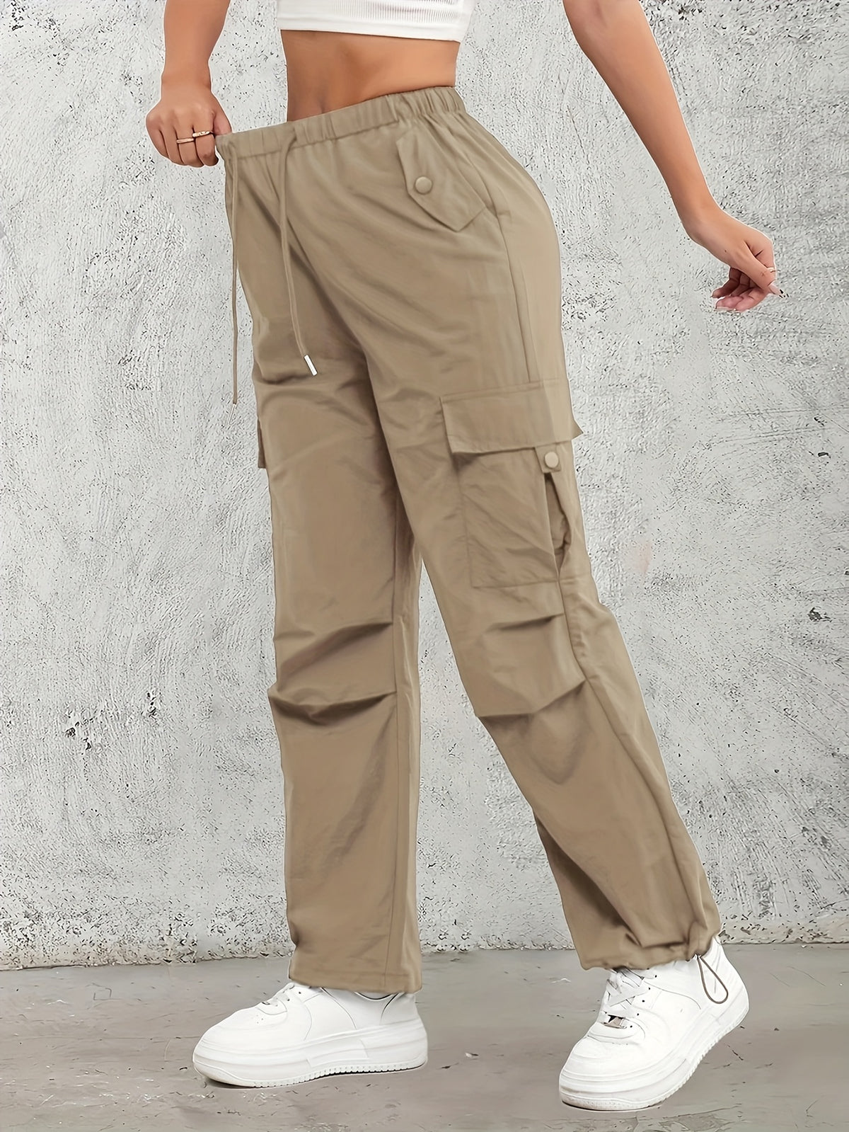 High-Waisted Work Pants for Women 3-Pack with Elastic Drawstring Waist and Multiple Pockets, Lightweight Breathable Casual Trousers in Color Sets, S–XXL
