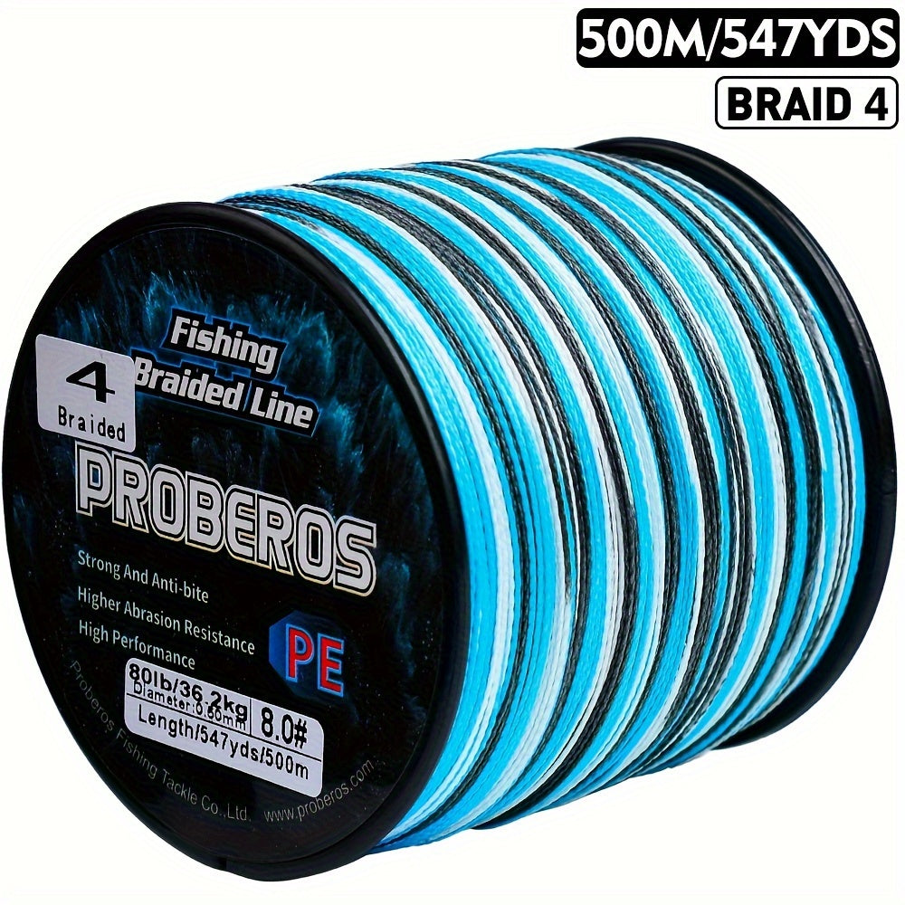4-Strand Braided Fishing Line, 547-Yard Polyamide Spool with Abrasion Resistance, Zero Stretch and 6–80 lb Test Options for Anglers