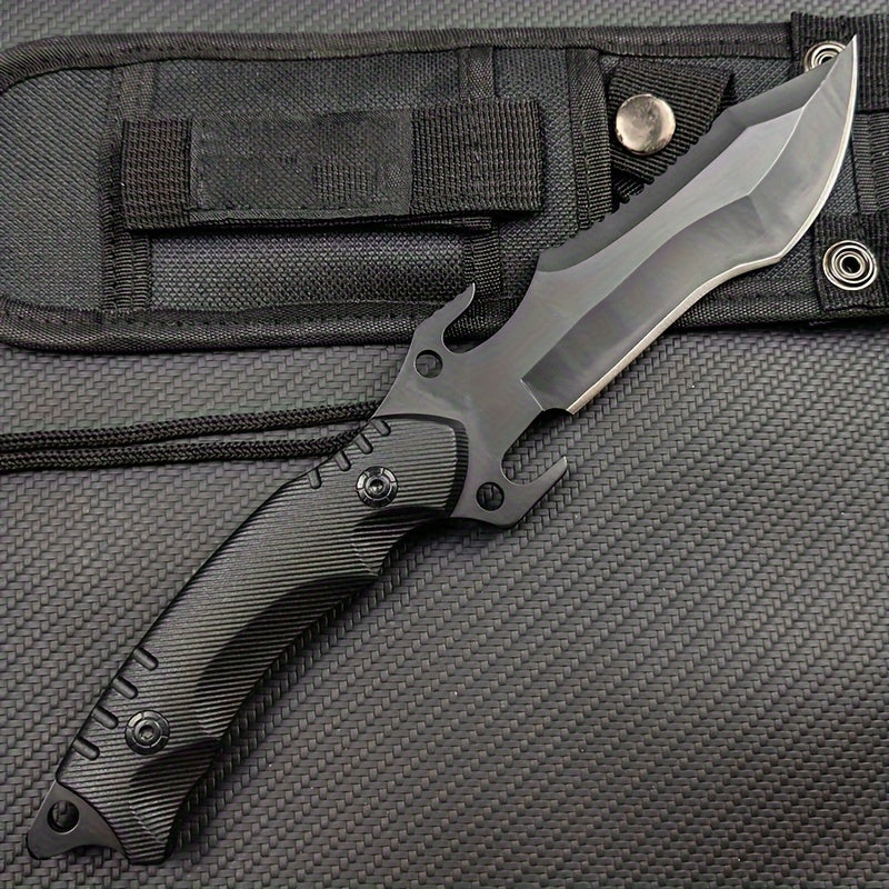Stainless Steel Camping Utility Knife with G10 Handle and Protective Cover, Portable Outdoor Cutting Tool in Four Style Options for Adult Hiking Trips