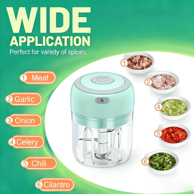 Cordless Mini Food Chopper, Rechargeable Portable Food Processor with Meat Grinder Blade for Garlic, Vegetables and Fruit, Home and Camping Meal Prep