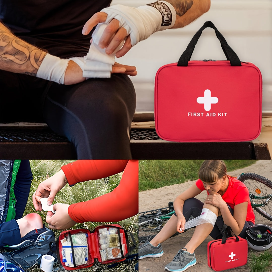 338-Piece First Aid Kit in Red, Compact Emergency Preparedness Supply Set with Listed Waterproof Design for Home, Office and Car Storage