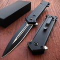 440 Stainless Steel Pocket Knife with Aluminum Handle and Liner Lock, 8-Inch Overall Length and 3.25-Inch Blade, Belt Clip Tool for Adult Camping Utility