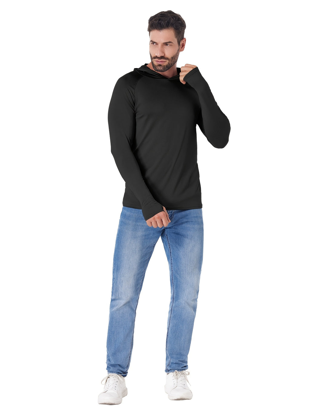 Lightweight Hooded Shirts for Men, 5-Piece Long Sleeve Athletic Top Set in Three Mixed-Color Options for Outdoor and Casual Wear, Sizes S to XXL