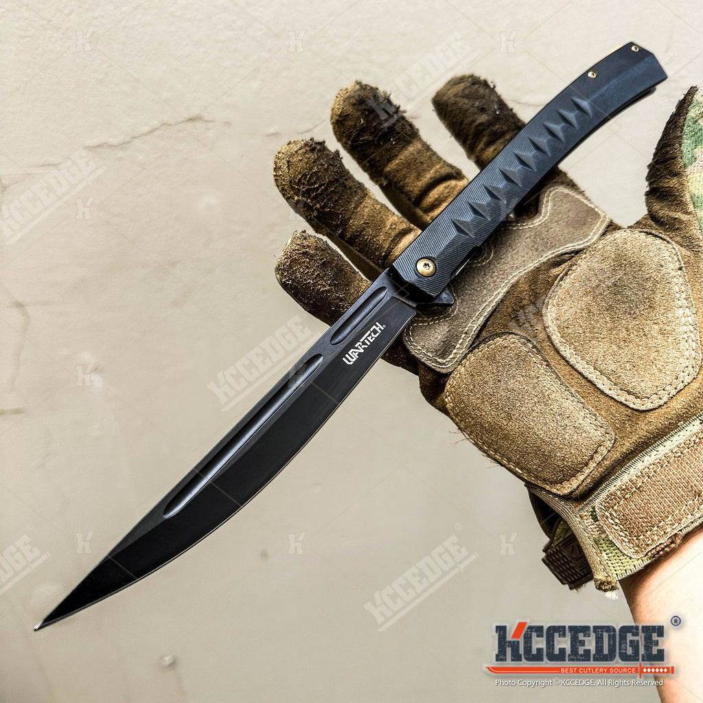Large Folding Pocket Knife, 13-Inch Listed Size with Stainless Steel Blade and Ergonomic Handle, Black or Silver Options for Camping and Hiking
