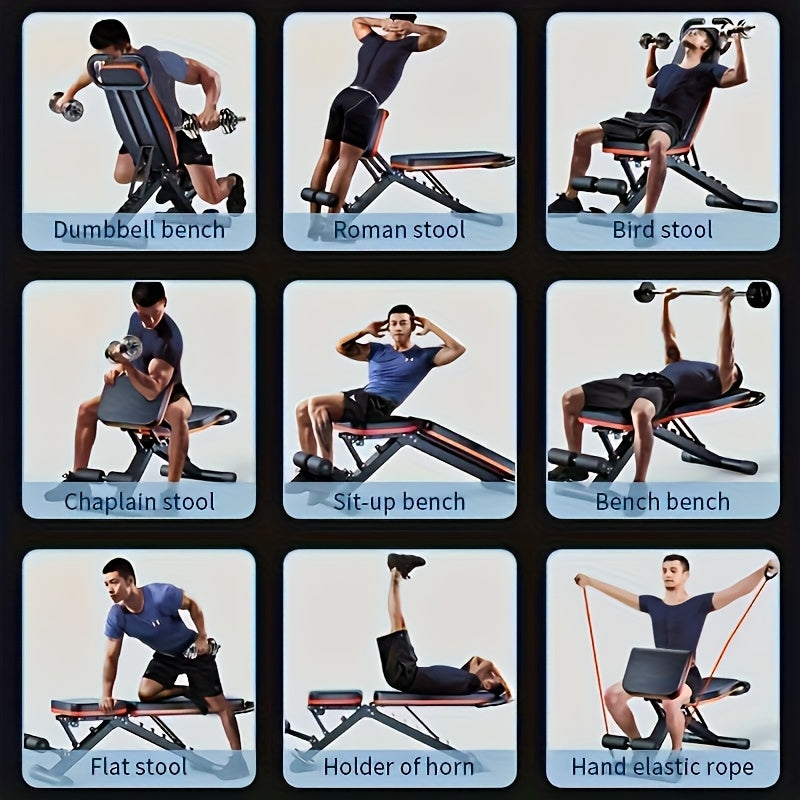 Folding Roman Chair Weight Bench, Multi-Function Home Gym Fitness Bench with Reinforced Frame, Thick PU Cushion and Adjustable Model Options