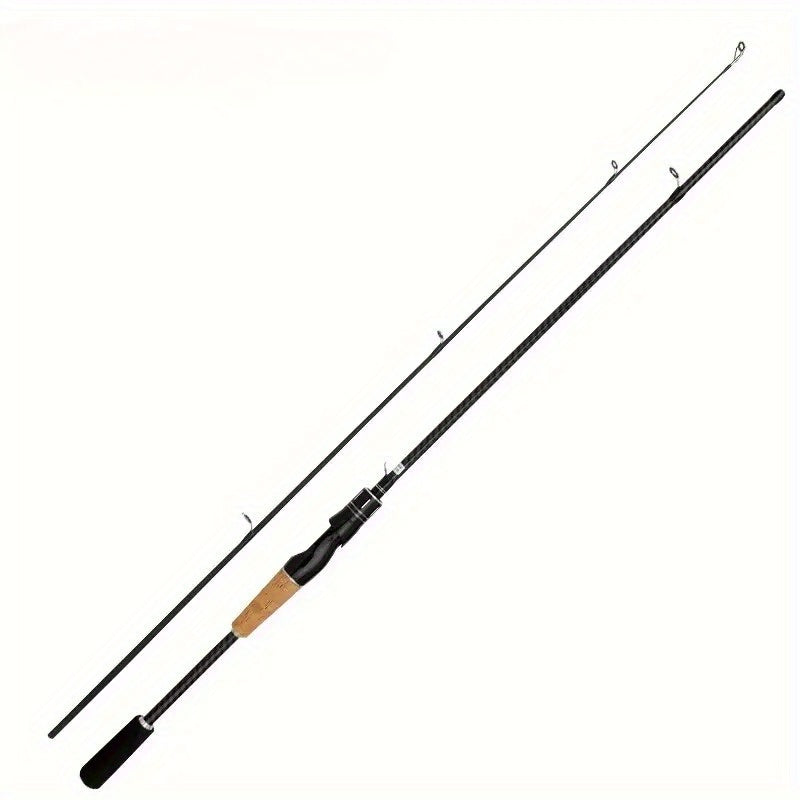 Two-Piece Carbon Fishing Rod, 180 cm Lightweight Lure Rod with Wooden Straight Handle and Listed M Tuning for Recreational Angling