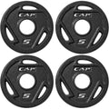 5 lb Cast Iron Weight Plates 4-Pack by CAPHAUS, Black 2-Inch Grip Plates for Compatible Bars, Home Gym Strength Training and Resistance Workouts