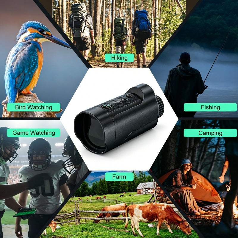 1080P Night Vision Monocular with 2-Inch Screen, 10X Digital Zoom, 5W Infrared and 2700mAh Rechargeable Battery for Hunting and Wildlife Observation