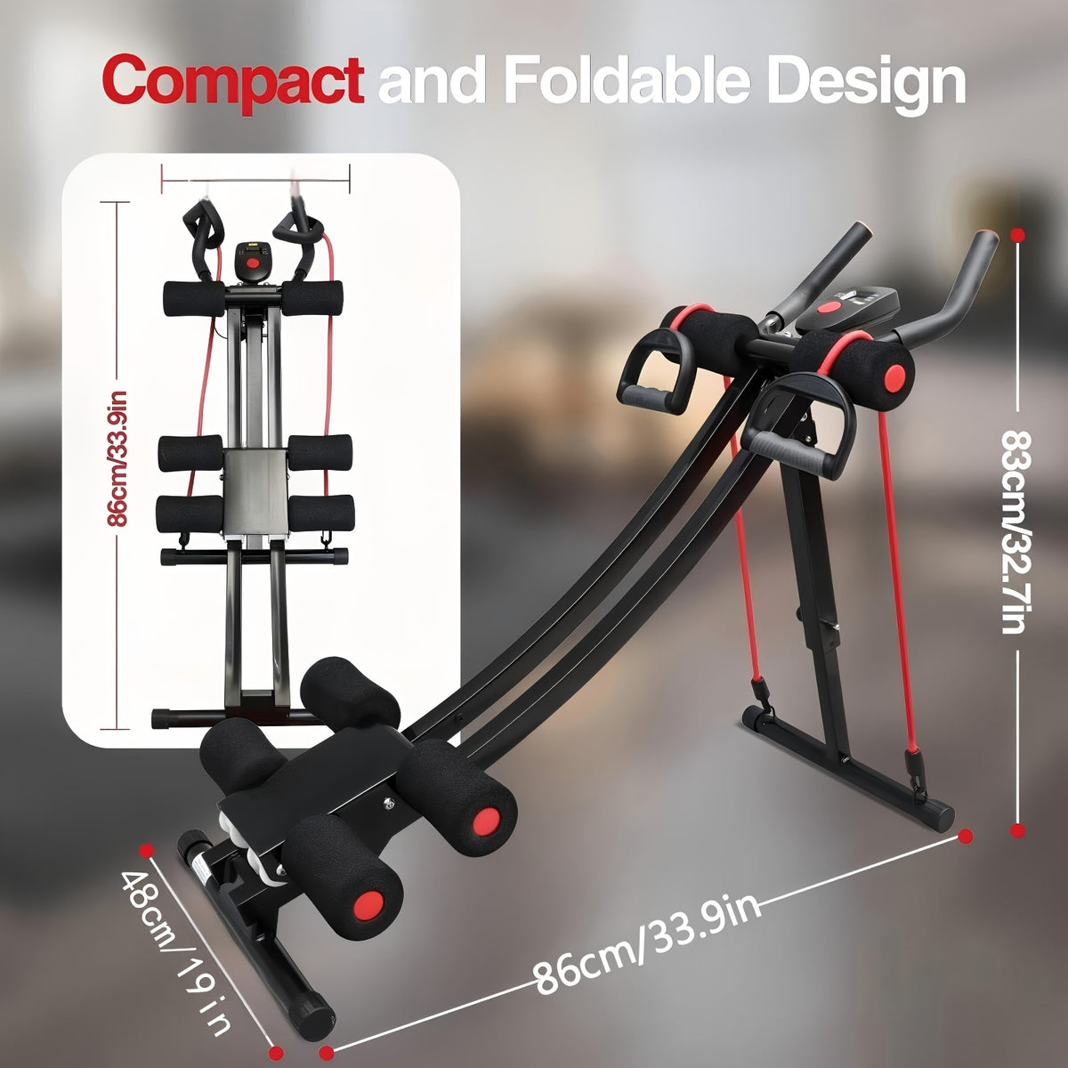 Foldable Ab Workout Machine for Home Gym, Adjustable Core Exercise Equipment with LCD Monitor and Listed 440 lb Capacity in Multiple Models